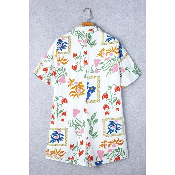 Pocketed Printed Half Sleeve Romper - Picture 4 of 11